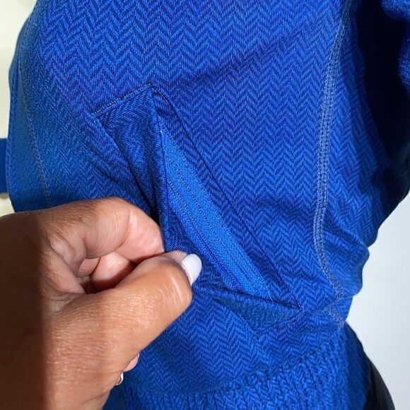 Lululemon Da Bomber Full Zip Up Jacket Blue Herringbone - Picture 10 of 14